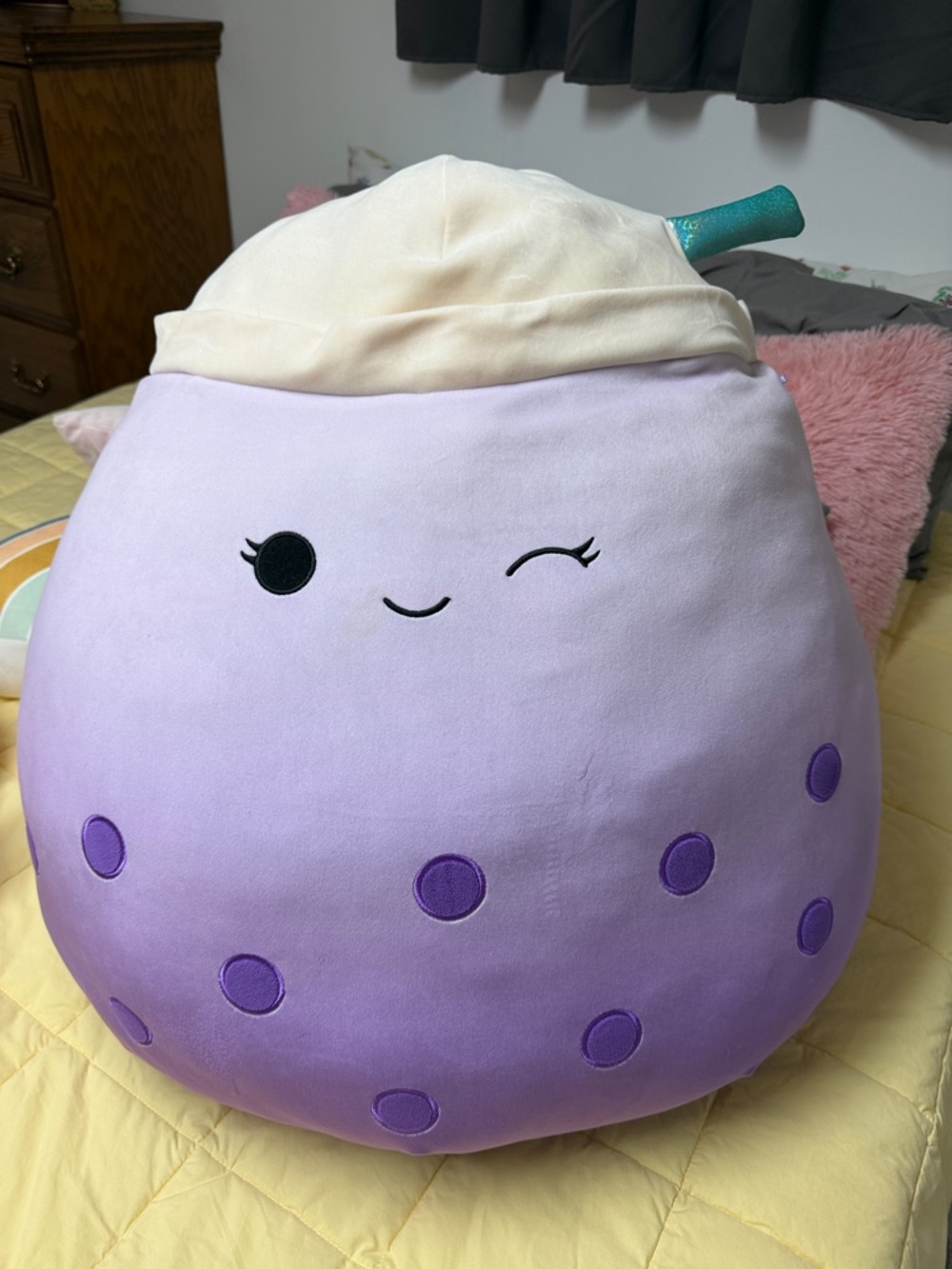 Squishmallows Purple and Cream Bubble Tea Plush